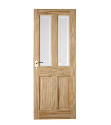 4 Panel Clear Pine 2 Light Glazed Door